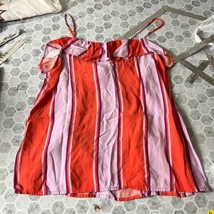 Old Navy XS Striped Orange Purple Ruffle Tank Top